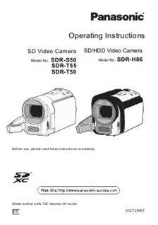 Panasonic SDR T 50 manual. Camera Instructions.